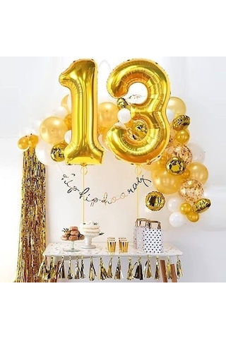 Brokoli Home 8 Numara Folyo Gold Balon, Folyo Altın Balon 100cm 4 Karışık Renkli