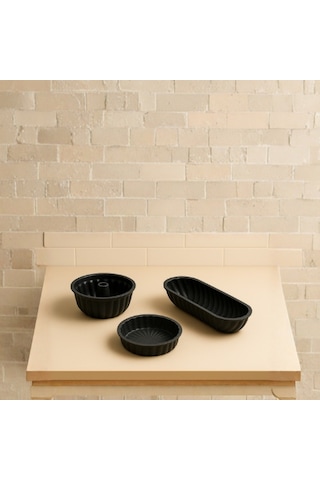 Safir Üçlü Kek Kalıbı Siyah