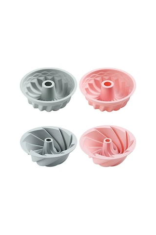 Soulader 6 Inç Silikon Kek Kalıbı Seti 4'lü Paket Yapışmaz Pişirme Kapları Fırın Ve Mikrodalga Uyumlu Pembe