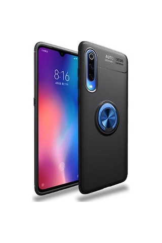 Xiaomi Mi 9 Se Kılıf Yüzüğü Stant Ve Araç Tutucu Olabilen Şık Esnek Premium Silikon Kapak Ryc/ravel Siyah - Mavi