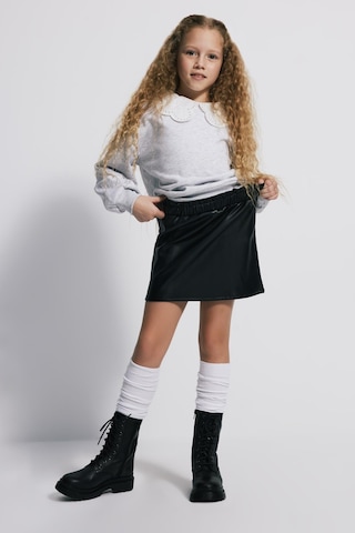 Kids Girl Deri Efektli Mini Siyah Etek Siyah