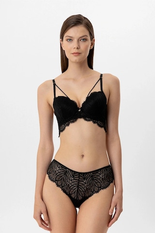 Pierre Cardin 4885 Milan Push Up Kaplı Dantelli Sütyen Takım Siyah