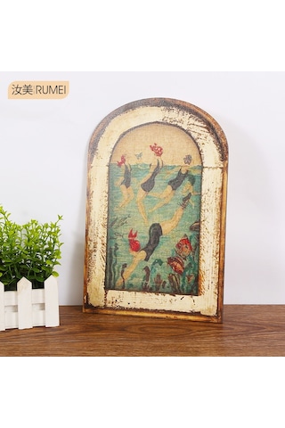 Monyee Amerikan Köy Stili Ahşap Duvar Dekoru, Köşk Ve Butik Otel Banyoları İçin Antika Stilde Yüzücü Kadın Resimli Heykel Diğer