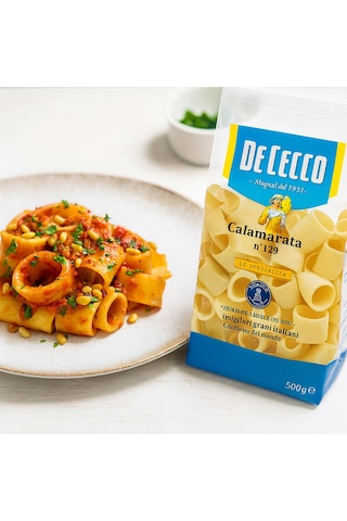 De Cecco Calamarata 500 G İtalyan Makarna, Sos Tutucu Halka Form