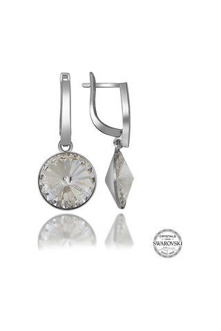 Swarovski Crystal Taşlı Gümüş Beyaz Sallantılı Kadın Küpe