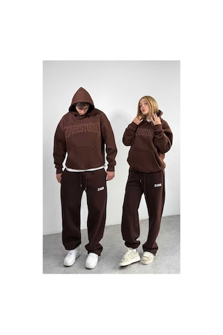 Zaee Zaeestudıo Renge Renk Baskılı Oversize Sweatshirt Koyu Kahverengi