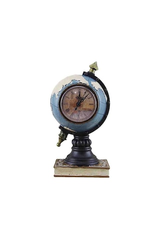 Dekoratif Antik Dünya Küre Masa Saati Nostalji Masaüstü Saat