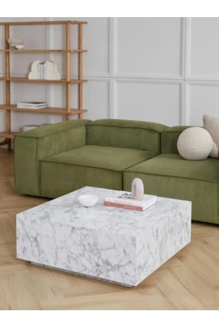 Most Lignum Mermer Görünümlü %100 Mdf Orta Sehpa 80x80 Cm Beyaz
