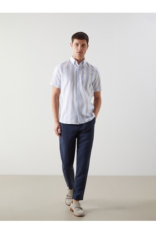 Lcwaıkıkı Classic Mavi Regular Fit Armürlü Cepli Erkek Gömlek