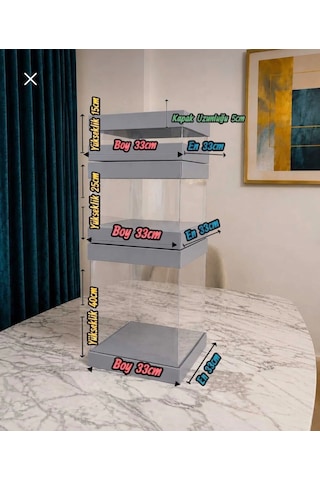 Asetat Gelin&damat Çeyiz Bohça Kutusu Gümüş Yaldız 3'lü Set 1 Takım Şeffaf Katlanabilir Demonte Söz Nişan Hediyelik Ölçüler Büyükboy:33 33 40cm Orta Boy: 33 33 25cm Küçük Boy: 33 33 15cm