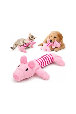 Sogud Peluş Domuzcuk Kedi Köpek Oyuncağı - 25 X 10 X 4 Cm - Pembe