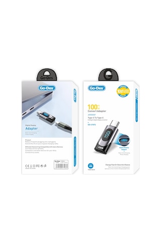 Go Des Gd-ct072 Type-c To Type-c Dijital Led Göstergeli Hızlı Şarj Adaptörü 100w
