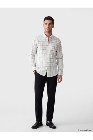 Lcwaıkıkı Classic Beyaz Regular Fit Ekose Oxford Erkek Gömlek