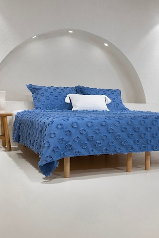 Koza Home Sitra Lacivert Çift Kişilik Püsküllü Yatak Örtüsü 230x250 2 Yastı Lacivert