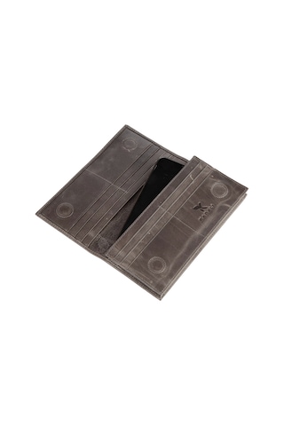 Karalı Hakiki Deri Unisex Portföy Gri Bc424-8 Gri