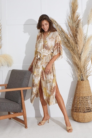 Sevim Kadın Kısa Kol Uzun Bej Kimono C9t5n651 001