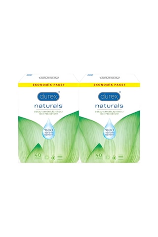 Durex Naturals Doğal Kayganlaştırıcılı Prezervatif 40 Lı X 2 Ade PKT.DUREX.093
