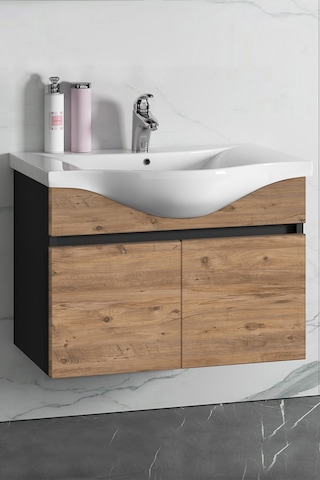 Yıldız 80 Cm Antrasit Gri-atlantik Çam Mdf Asma Banyo Alt Dolap Antrasit - Atlantik Çam