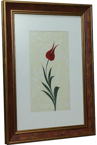 E38 El İşçiliği Kırmızı Lale Ebru Tablo 46 33 Cm-6459