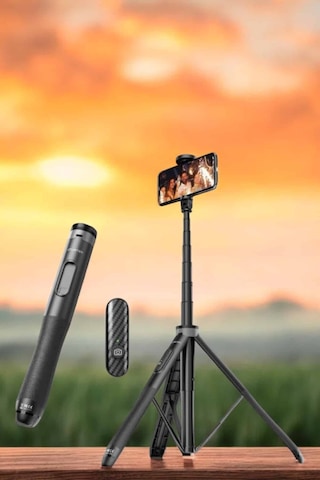 Kumandalı Tripod Telefon Tutucu Selfie Çubuğu 360 Ilkeshop - 45 Derece Dönebilen
