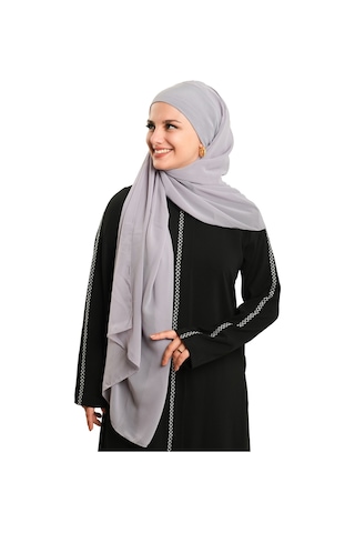 Hürrem Bone Gri Pratik Hazır Geçmeli Bone Şal Şifon Düz 2506 15 gri