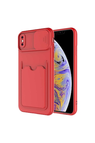 Apple Uyumlu iPhone Xs Max 6.5 Kılıf Tchs Kartix Kapak - Kırmızı Kirmizi