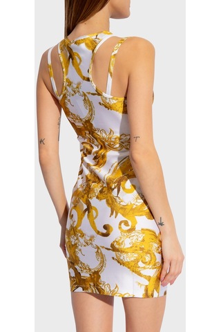 Versace Jeans Couture Bayan Elbise 76hao944 Js292 G03 Beyaz-gold Altın - Beyaz