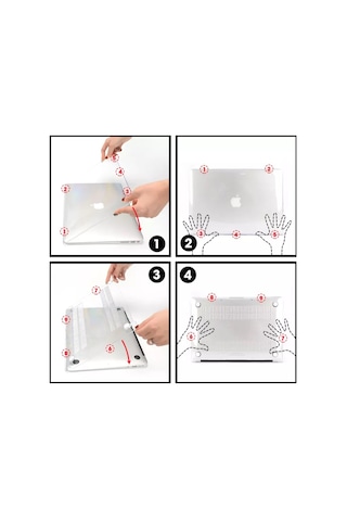 Macbook Air 13.6" M3 A3113 Uyumlu Kılıf Kristal Ön Arka Şeffaf Kapak Kılıf Koruma 001