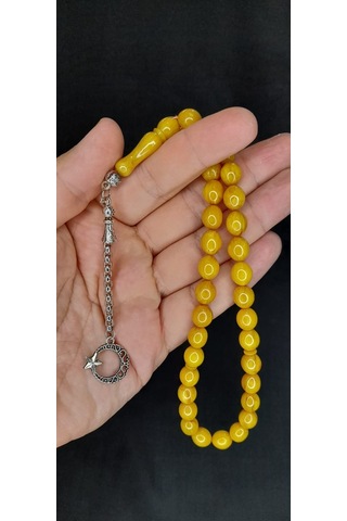 Anemore Collection Çubuk Kehribar Tesbih Sarı Renk Beyzi Kesim T-377