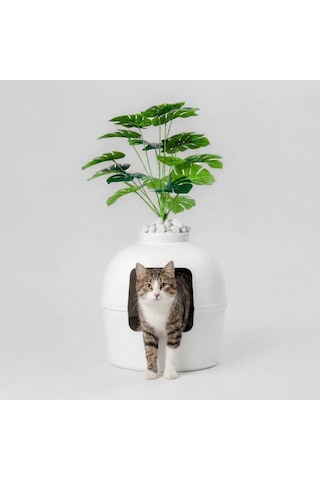 Missidea Dekorapet Dekoratif Kedi Tuvaleti Beyaz