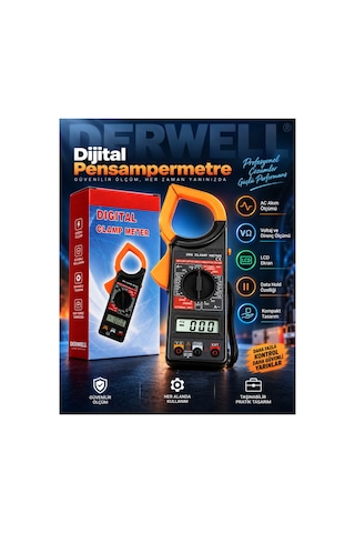 Dt - 266 Profesyonel Dijital Pens Multimetre Akım Ölçer 266 Clamp Meter Voltaj Direnç Ölçüm Cihazı Avometre Elektrikçi Test Aleti Lcd Ekranlı Veri Sabitleme Özellikli Ölçü Aleti