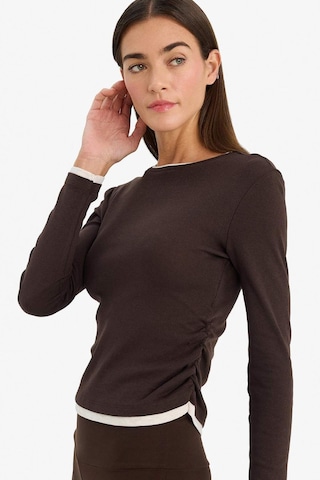 Defacto Slim Fit Dar Kesim Bisiklet Yaka Ribana Uzun Kollu Tişört E6548ax25aubn267 Kahve