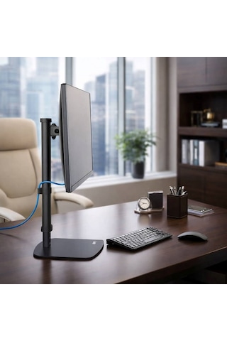 Yükseklik Ayarlı 36-54 Cm Tekli Monitör Standı 17 -27 Vesa 75x75 / 100x100 Masaüstü