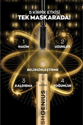 Avon Lash Genius 5 Kirpik Etkisi Maskara Blackest Black