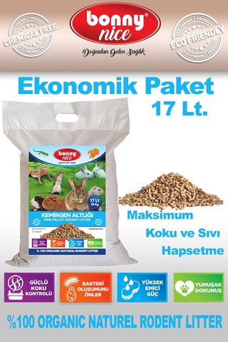 Bonny Nice Doğal Pelet Tavşan Kafes Altlığı 10 Kg 17 L