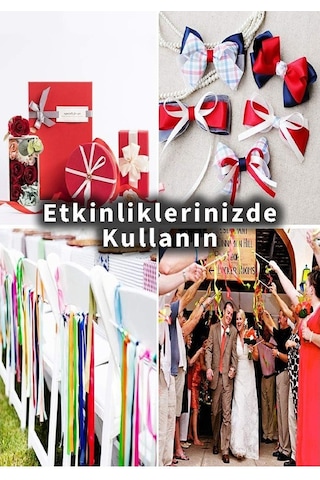 Beyaz Kurdele Saten 1 Cm 10 Metre 2 Adet Saten Kurdela Parlak Hediye Ve Süsleme Şeridi Süs Paketleme Çiçek Saç El