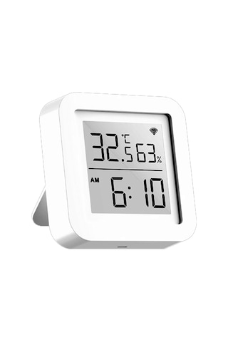 Suofeng Tuya Wifi Akıllı Sensör: Sıcaklık, Nem Ve Zaman Göstergeli, Google Home Uyumlu, Usb Güç Kaynağı