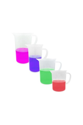 Borox Kabartma Dereceli Beaker Kulplu Plastik Beher 1 L