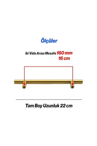 Mobilya Kulpu Mutfak Çekmece Dolap Dolabı Kapak Kulpları Kulbu Gold Altın 160mm 16 Cm Metal 5 Adet Çok Renkli