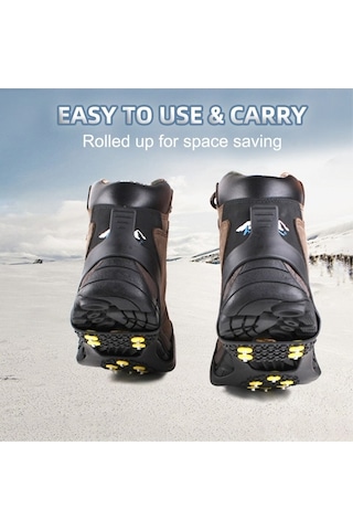 Novahub Kramponlar Buz Çivileri 10-diş Buz Tutuşları Kaymaz Tpe Buz Tutucular Ayakkabı Bot Çivileri Üzerinde Hafif Dış Mekan Sporları Yürüyüş Dağcılık Koşu Buzda Kar Yürüyüşü İçin Siyah, Kış Macerası İçin Mükemmel Siyah