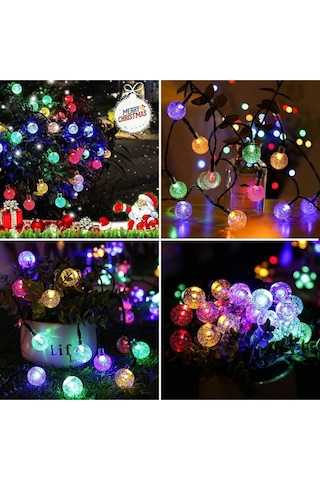 Güneş Enerjili 7 M 50 Led Rgb Çok Renkli Kristal Top Solar Bahçe Aydınlatması Led Lamba