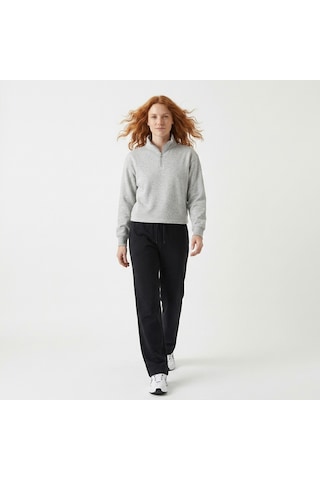 Sportive Cleo Zip Neck Kadın Gri Günlük Stil Sweatshirt 26yk0006-kml