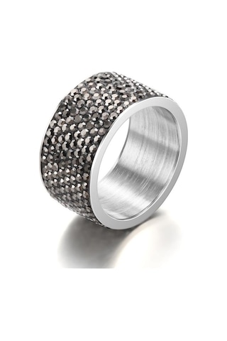 Yüzük Moda Paslanmaz Çelik Yüzük Elmaslı Kadın Eklemli Yüzük Tam Elmaslı Yüzük Takı Adm Gri