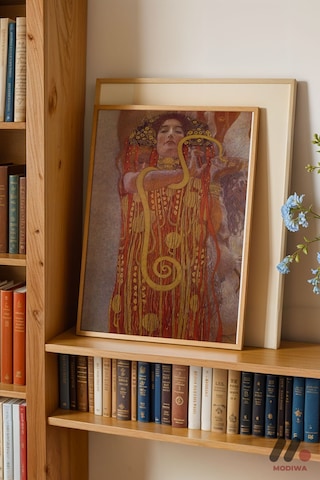 Gustav Klimt Altın Figür, Ahşap Çerçeveli Duvar Tablosu - Sanatsever Hediyesi