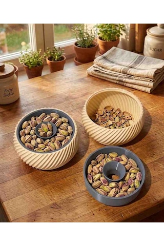 Neolab Spiral Tasarım Çift Bölmeli Kuruyemişlik Seti