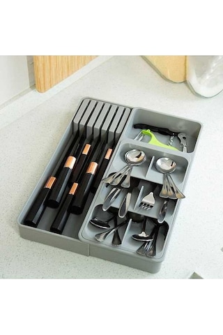 Pazly Mutfak İçin Gümüş Eşya Düzenleyici Sofra Takımı Mutfak Gereç Tepsisi 39,7x28x4,7cm Diğer