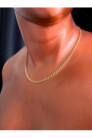 Choker İnce Düz Zincir Gold Çelik Kolye Choker Serisi Altın