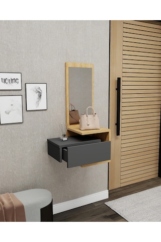 Arnetti Stella Aynalı Dresuar Duvara Monte Antrasit , Safirmeşe Antrasit - Safirmeşe