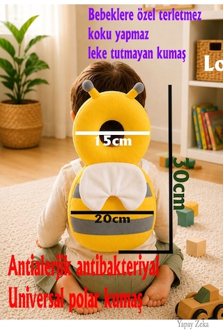 Teknor Bebek Kafa Koruma Yastığı Arı Model 20x30 Ebat Sarı-gri