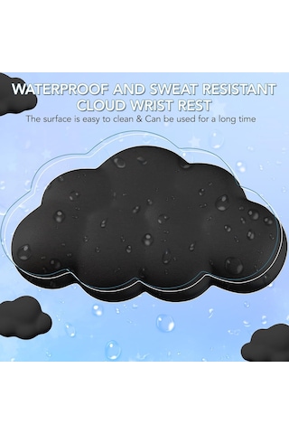 Hombey Ergonomik Klavye Bilek Destekçisi - Yavaş Geri Sayan Hafıza Pamuk - Siyah Bulut Desenli Bilek Yastığı + Klavye Matı